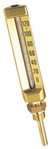 Thermomètre droit boîtier aluminium pour Chauffage 0-120°C L=100